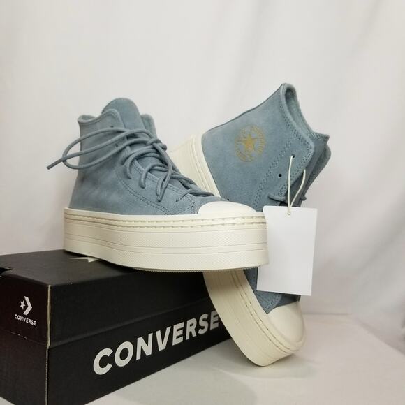 Converse Women CTAS Modern Lift Platform Suede Size 5.5 Mid Blue NWT - Picture 1 of 9